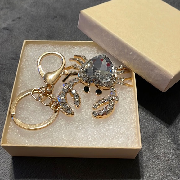 Heart Rhinestone Crab Beautiful Keychain Bag Charm!!! - Picture 7 of 7